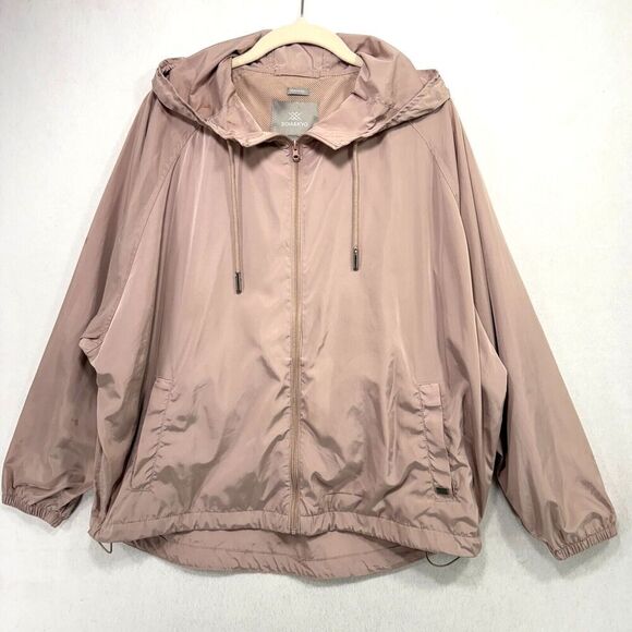 Soia & Kyo Jacket Women S/M Light Pink Oaklynn Windbreaker Hooded Relaxed Fit - Picture 1 of 15